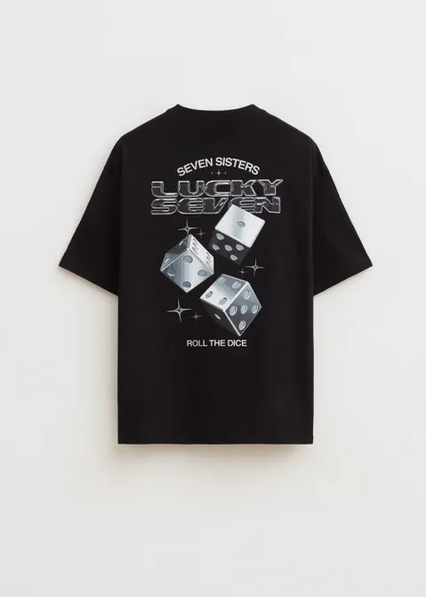 T-shirt lucky seven zwart (ZWART)