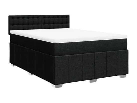 Sommier à lattes de lit avec matelas Noir 160x200 cm Tissu