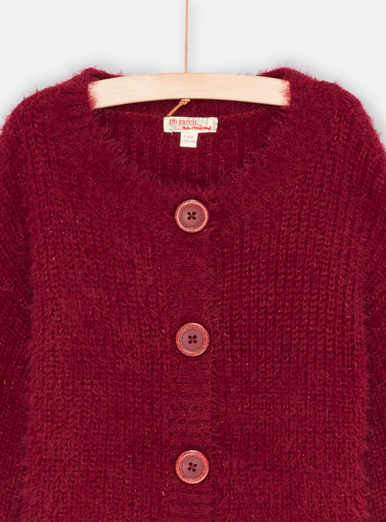 Cardigan prune à paillettes fille