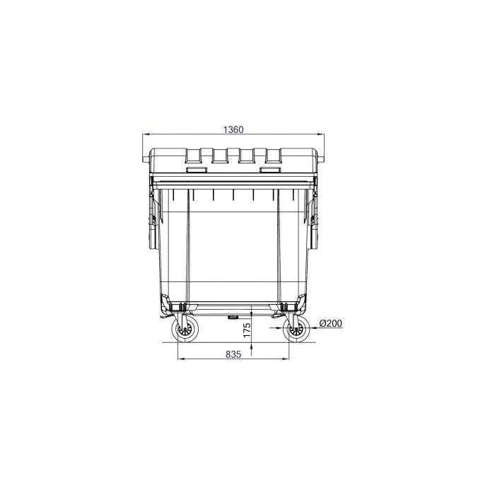 Afvalcontainer 1100 liter grijs rond deksel - kindveilige sluiting (6097141958943)