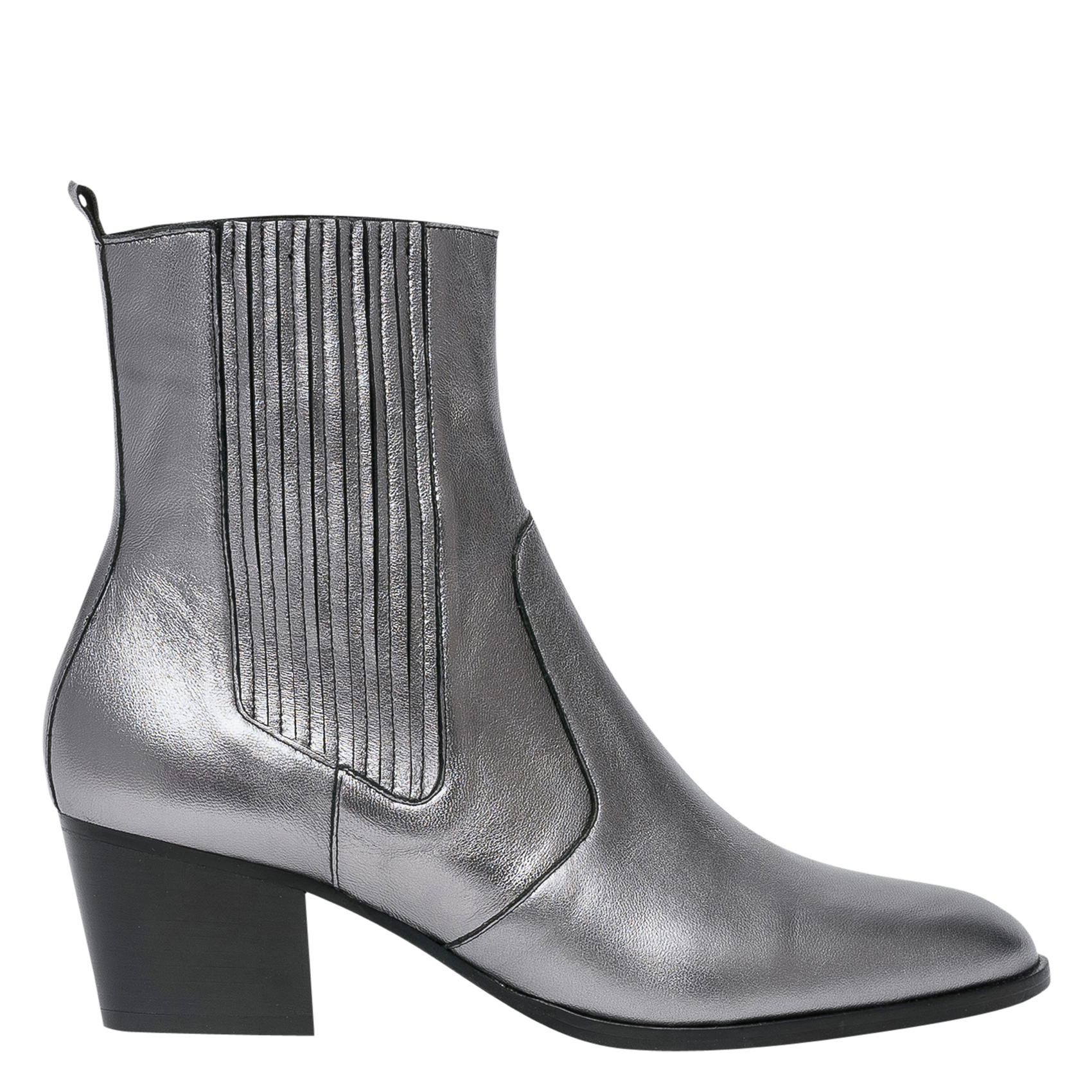 MIMI - Boots en cuir métallisé | Argent