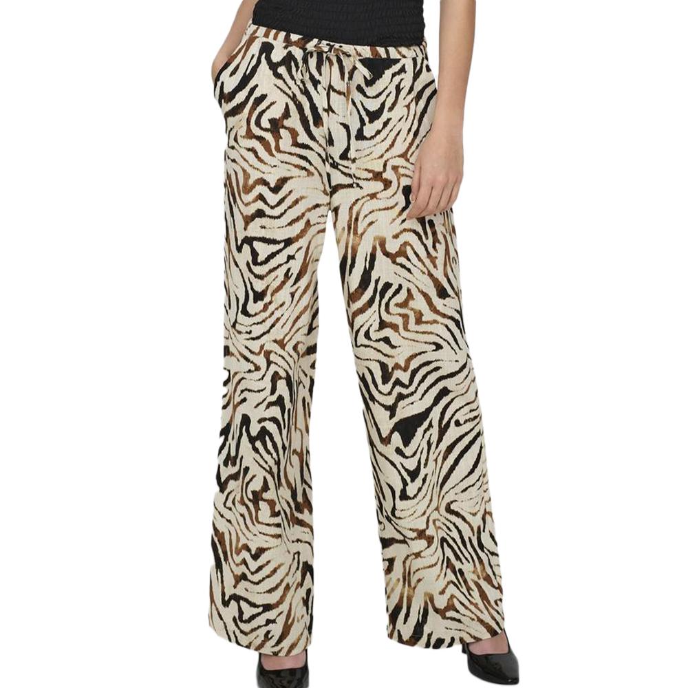 JDY Pantalon fluide Beige/Noir Femme JDY Naja