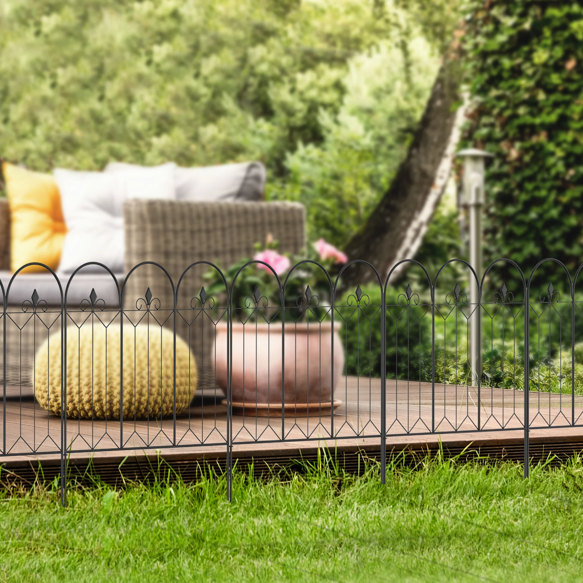 Cercas de jardim pretas Outsunny