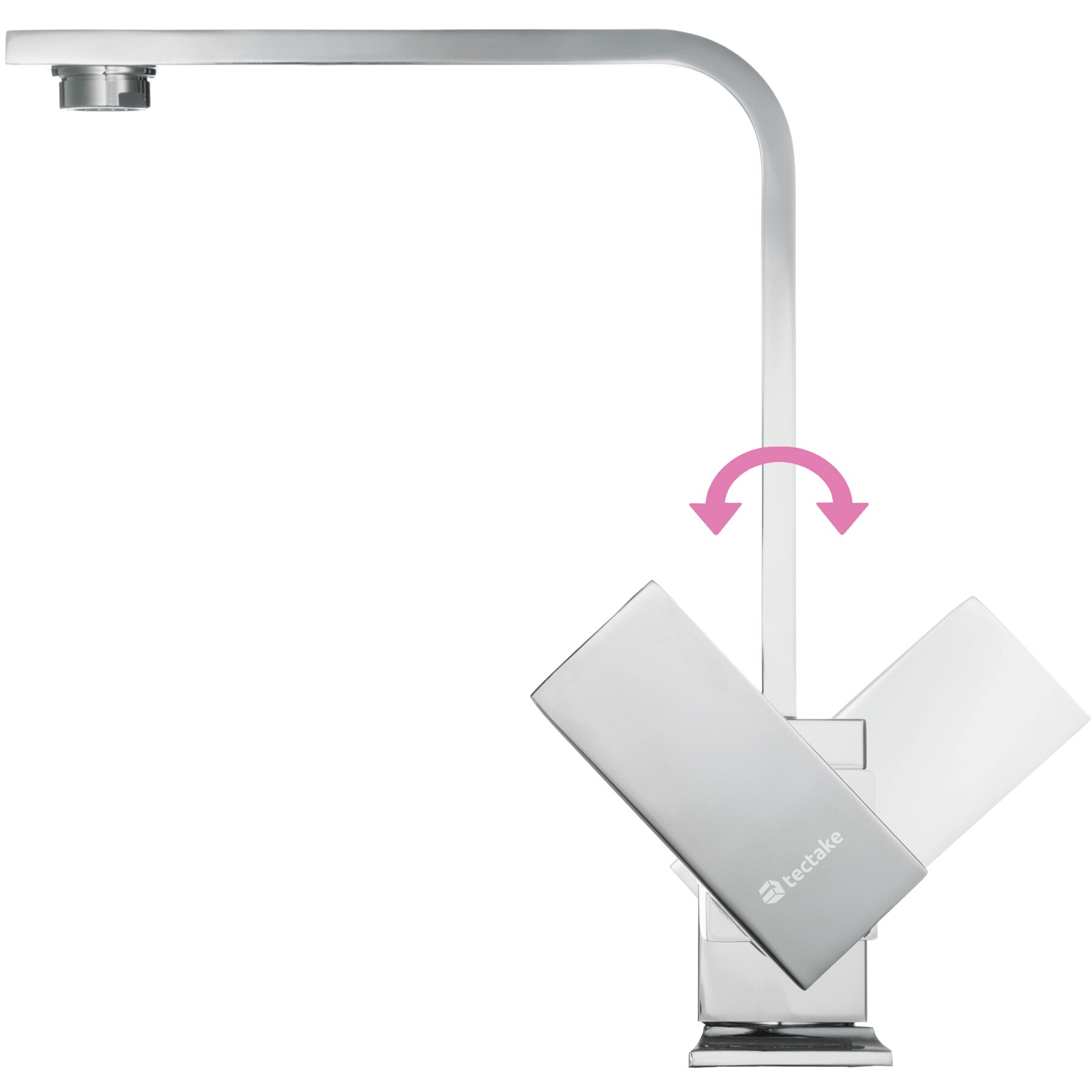 tectake® Wasserhahn, Hochdruck, 360° drehbar, schlankes Design, inklusive 2 Anschlussschläuche