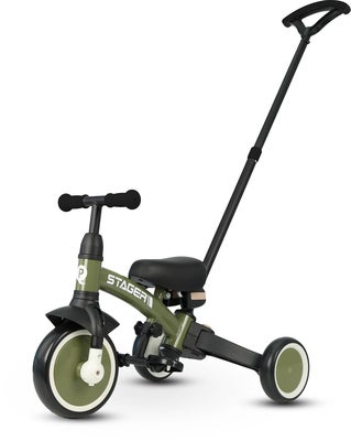 QPlay Stager 3-in-1 Transformerbar Trehjulssykkel, Grønn