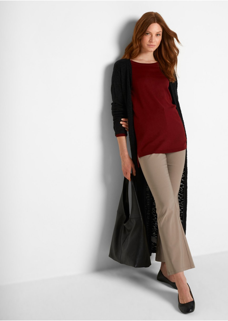Manteau long en maille, manches longues