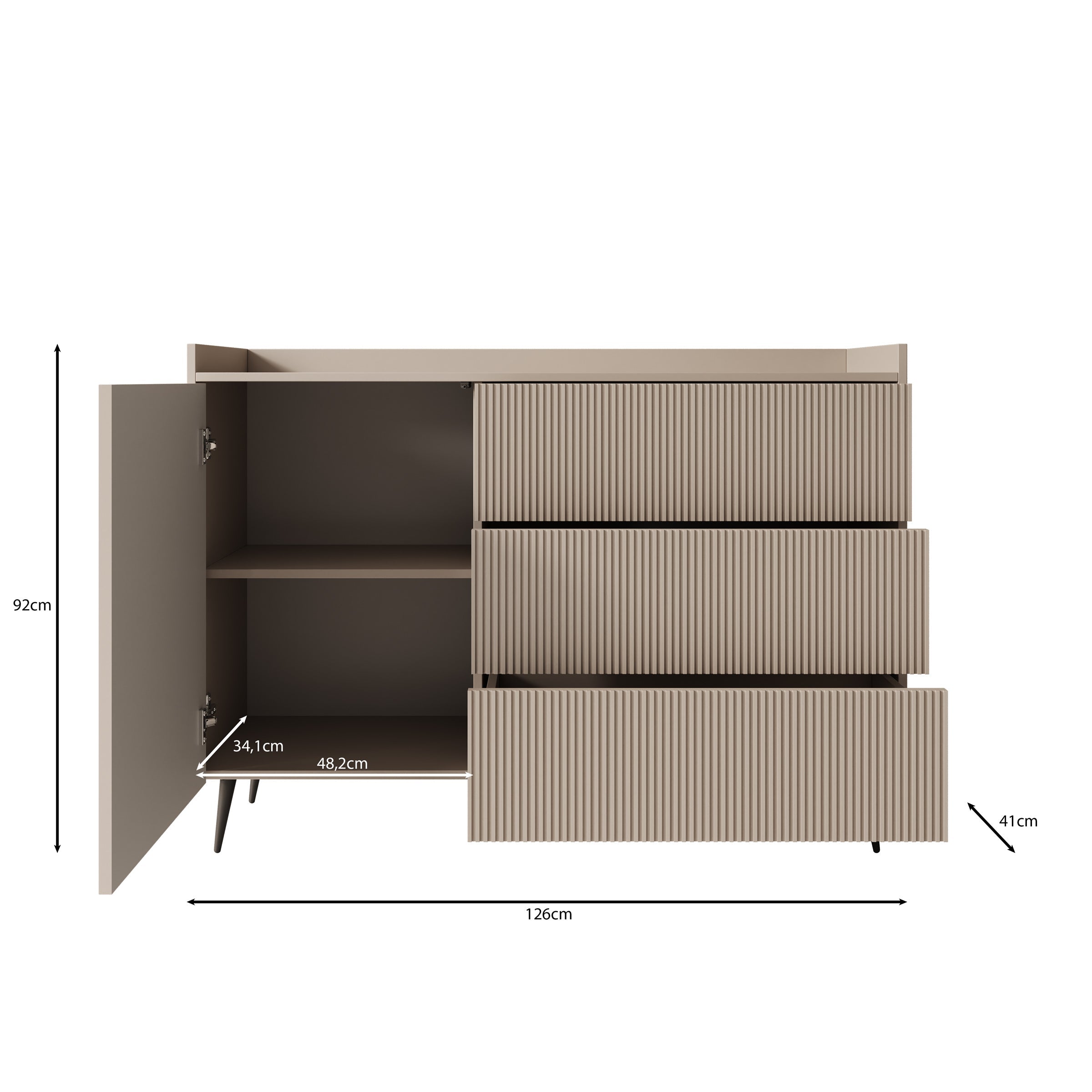 Meubella - Asty - Dressoir - Donker eiken - 126x41x92 cm