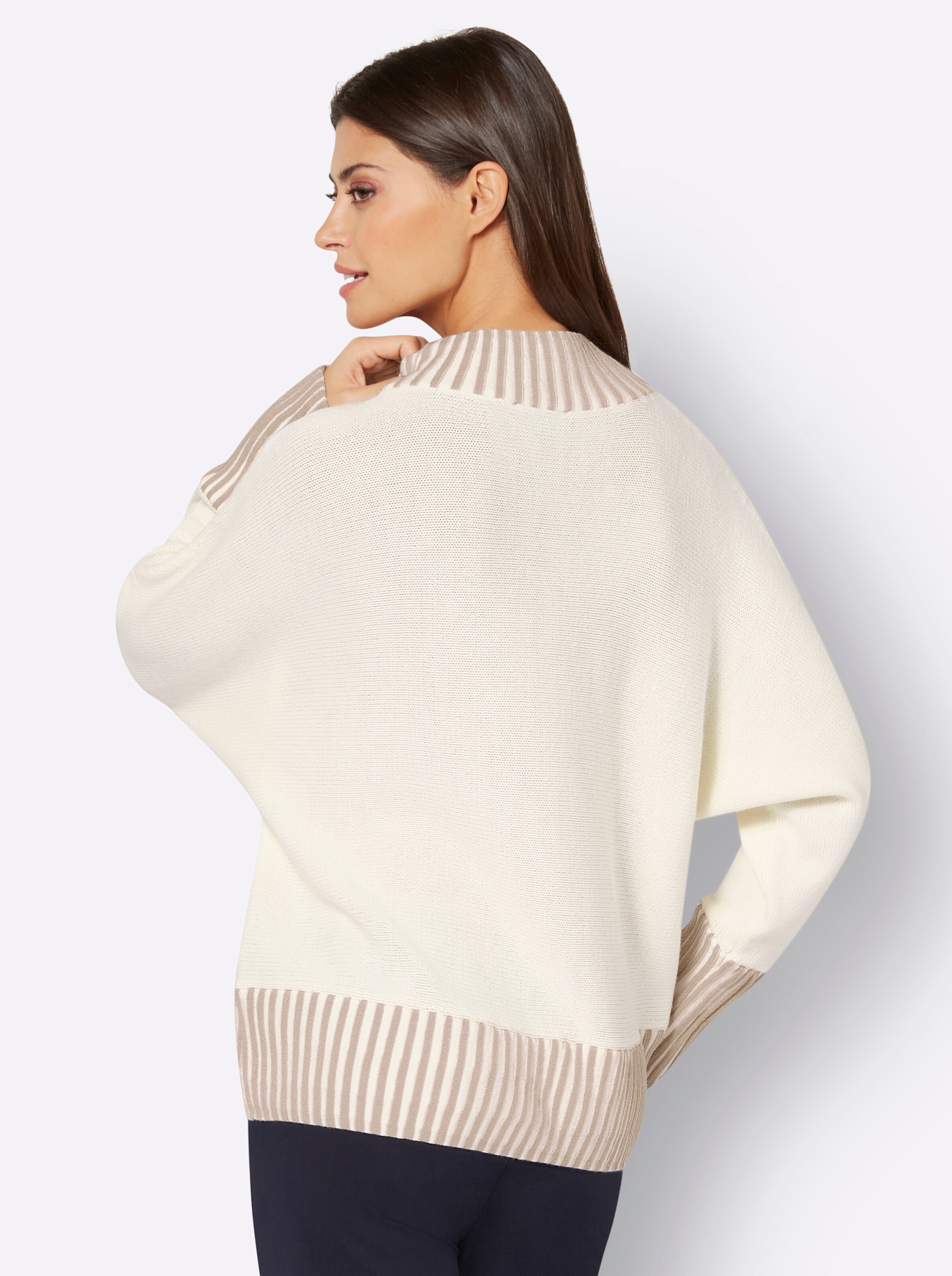 Schurwoll-Mix-Pullover in ecru-sesam