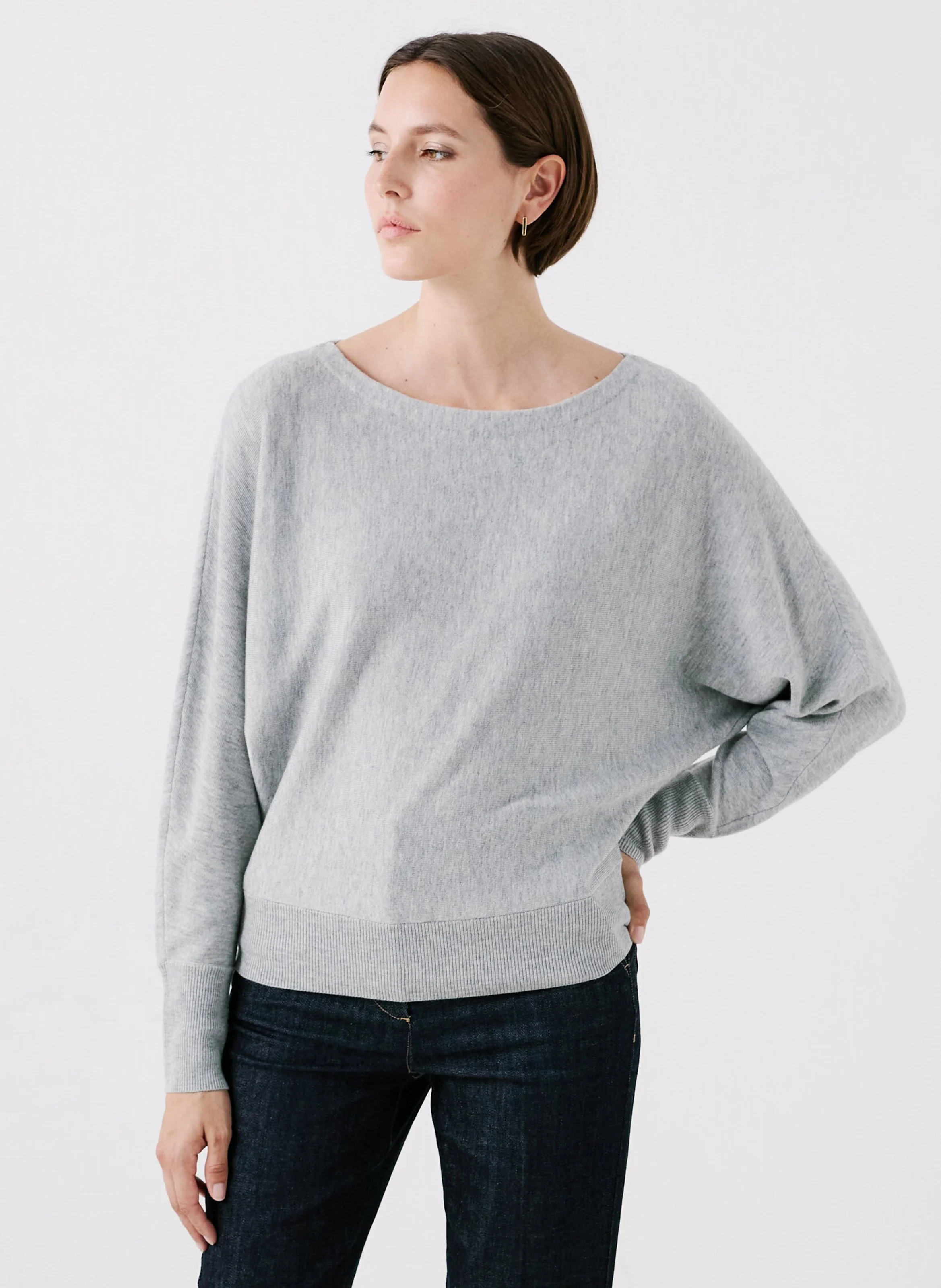 MIU2 - Pull ample à col bateau| Gris