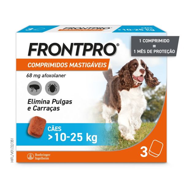Boehringer Ingelheim Frontpro 68mg L 10-25kg 3 Comprimidos Mastigáveis