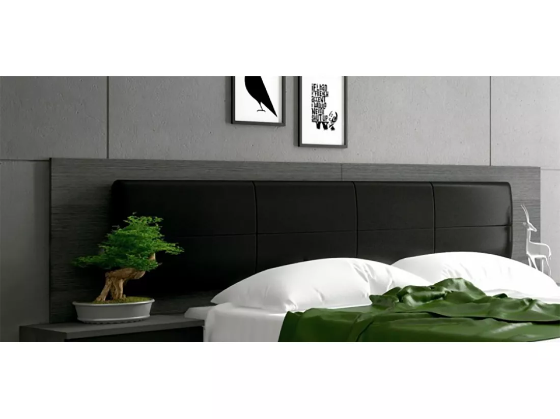 Ensemble tête de lit + 2 table de chevets coloris chêne Cendré, graphite