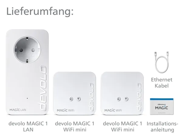 devolo Magic 1 WiFi mini - Multiroom Kit - bro - - HomeGrid - Wi-Fi - 2,4 GHz - kan sluttes til vægstik (pakke med 2)