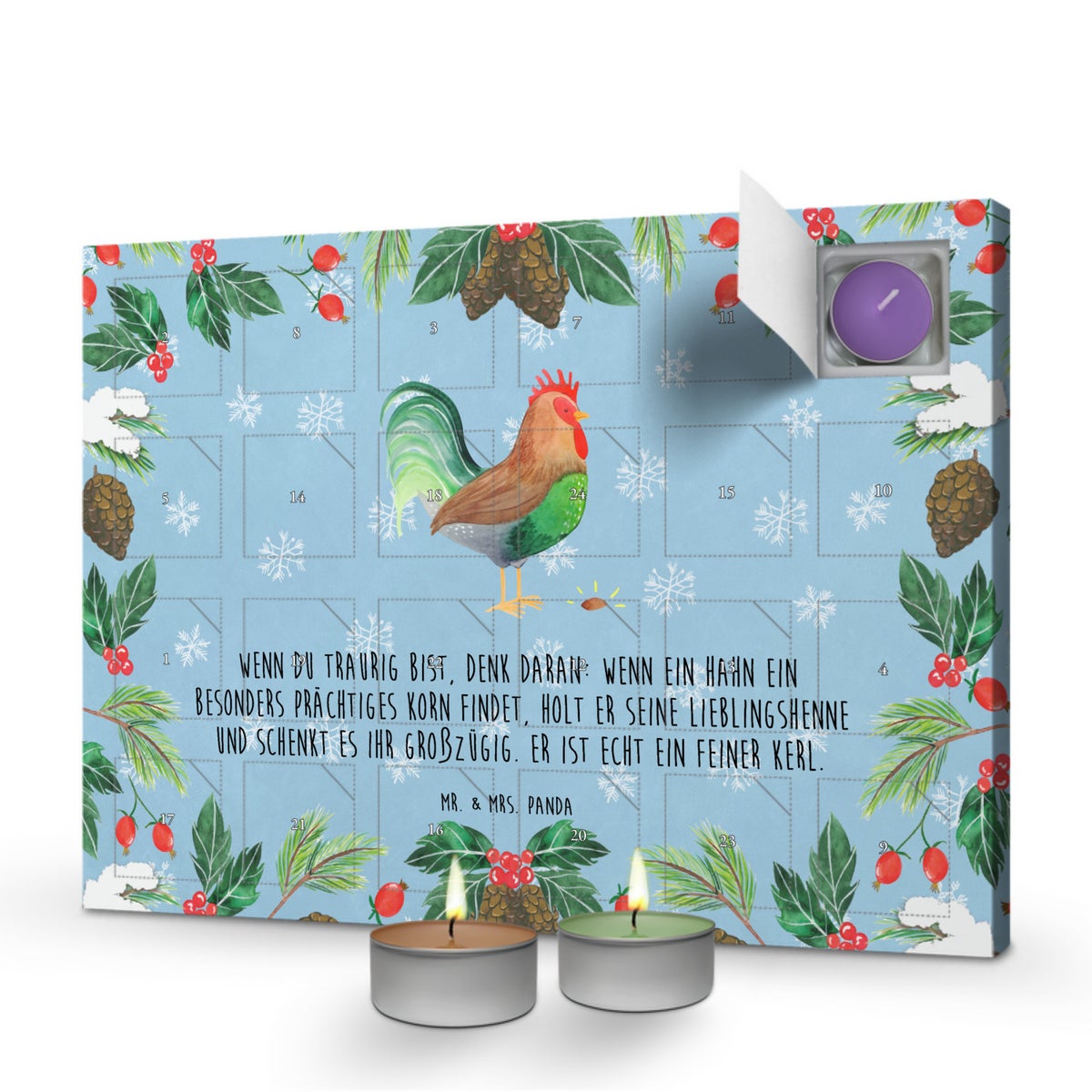 Mr. & Mrs. Panda Geurkaars Adventskalender Rooster Corn - Pastelblauw