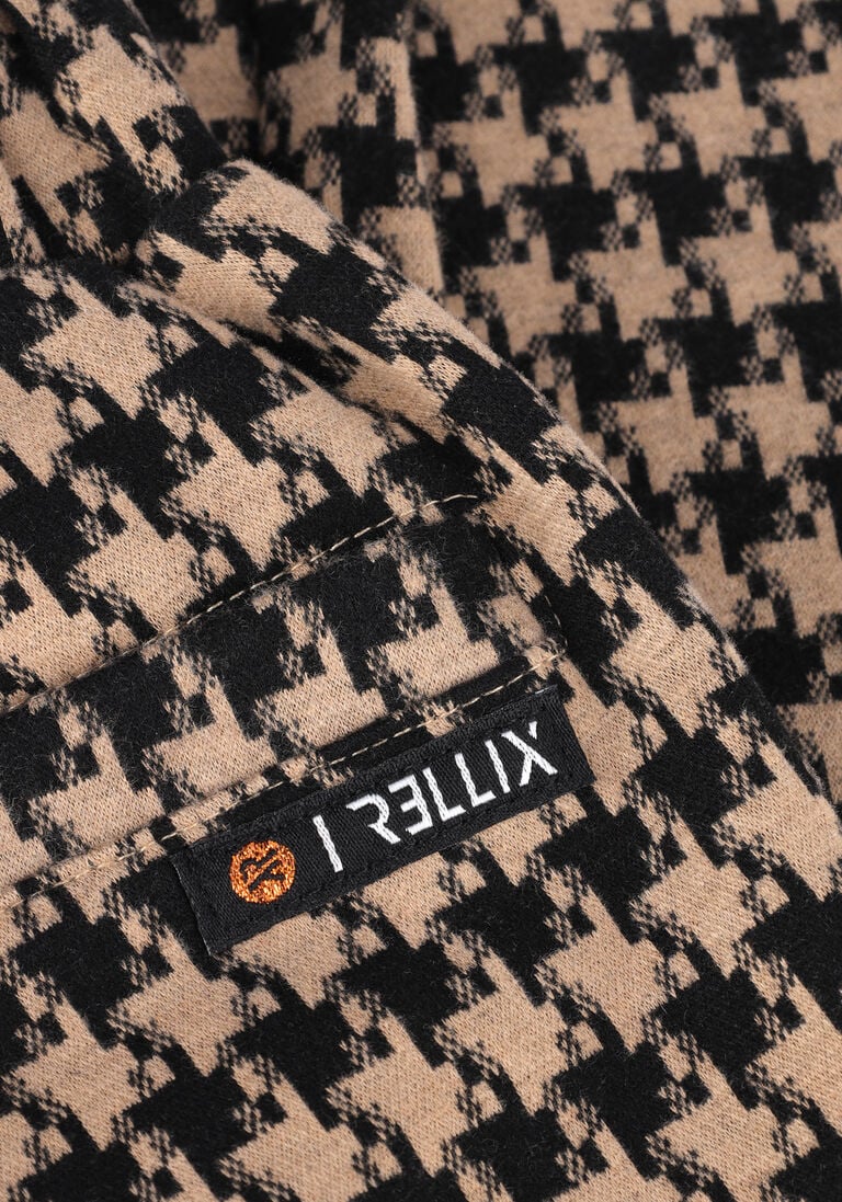 RELLIX camel rellix flared broek fancy flare pants pied de poule