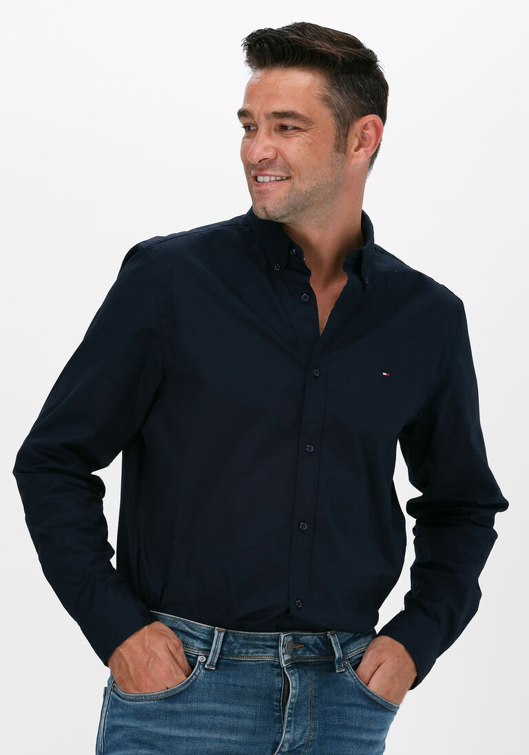 TOMMY HILFIGER blauwe tommy hilfiger casual overhemd core stretch slim poplin shirt
