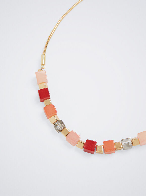 Pulseira ajustável com pedra - Coral