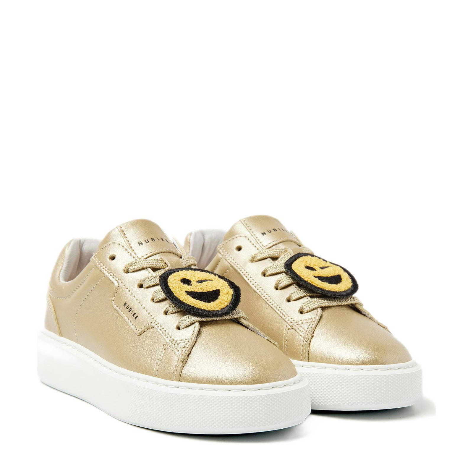 Nubikk leren sneakers goud metallic