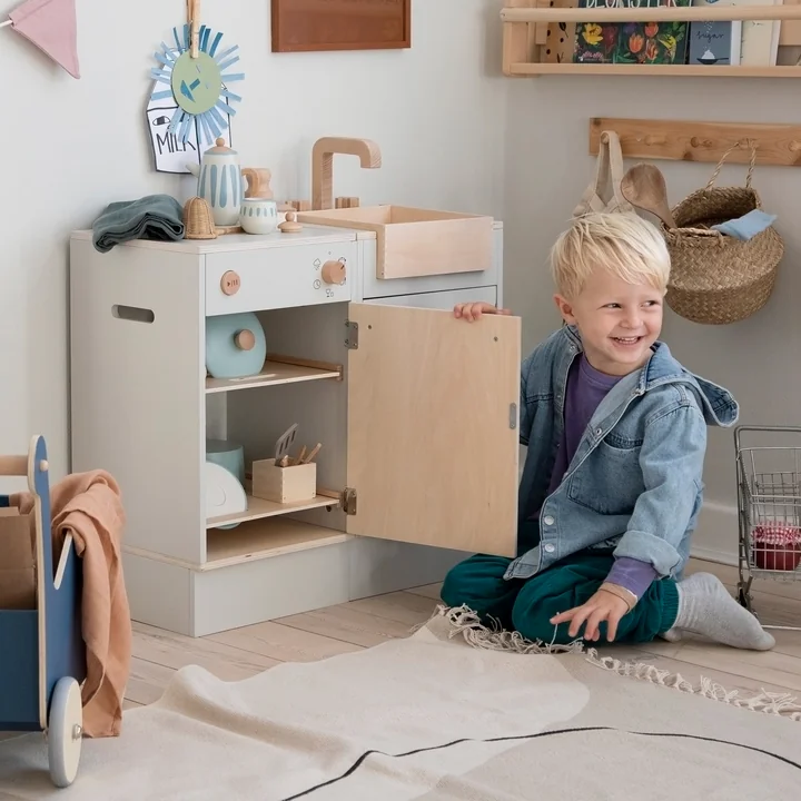 Sebra - KIDchen Kinderküche aus Holz, Spülbecken, beige
