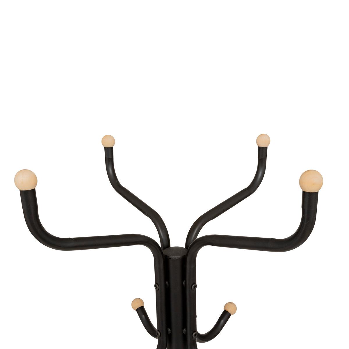 PORTE MANTEAUX 11 TIGES METAL AVEC BOULES BOIS