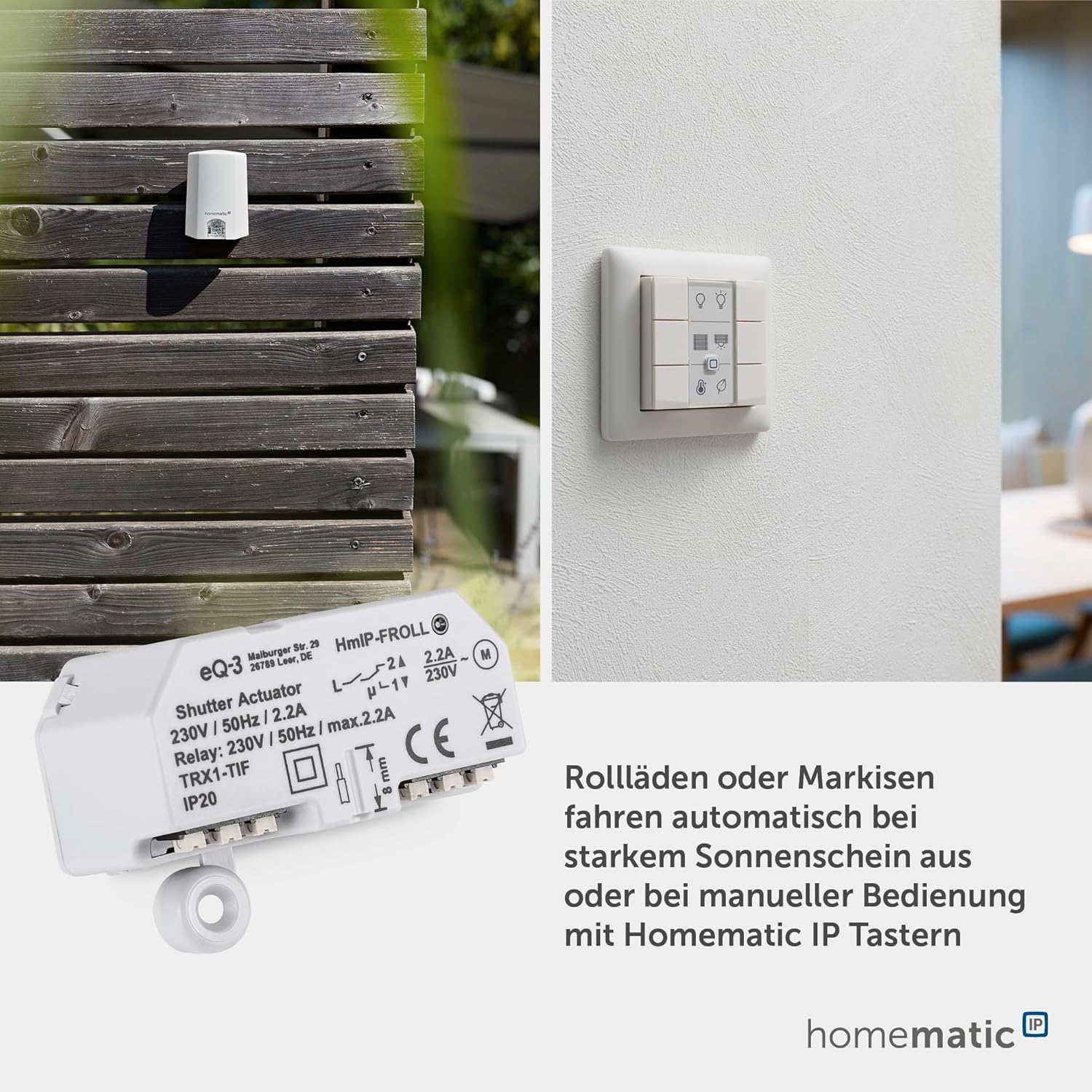 Homematic IP Smart Home Rollladenaktor – Unterputz, Packung mit 5, Digitale Steuerung für 5 Rollläden per App, Alexa &  Assistant, elektrische Rolladen smart nachrüsten, 151347A0