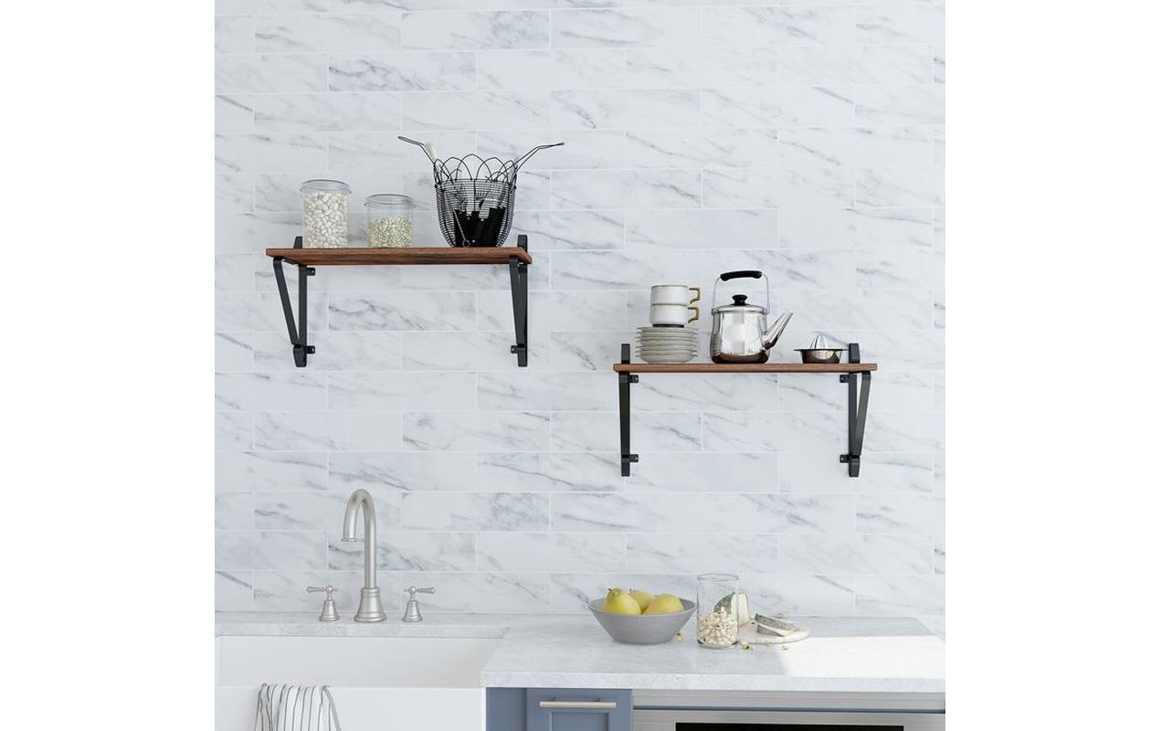 Wandregal 2er Set 60 x 32 cm, Braun/SchwarzWandablagen im industriellen Design