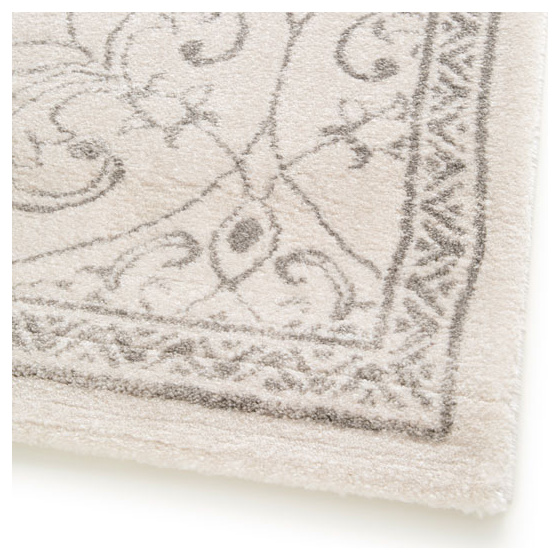 Tapis à motif floral oriental - arabesque - écru - 160 x 230 cm