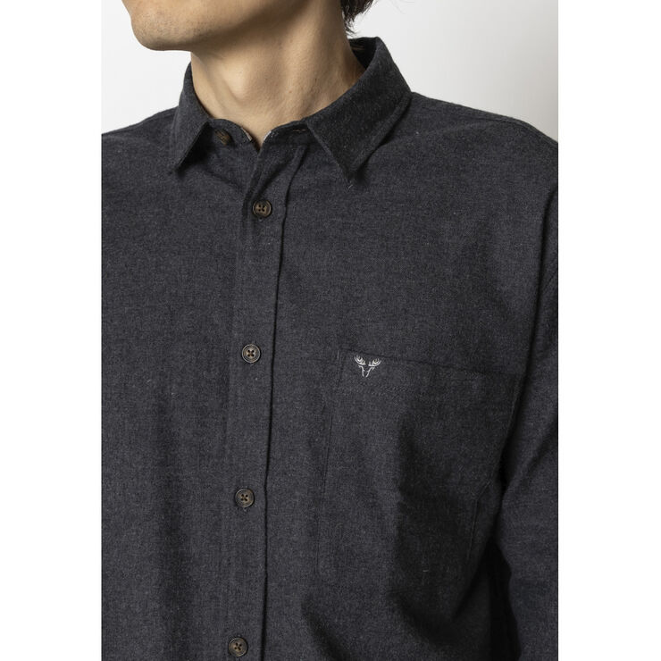 Fat Moose Frank flannel shirt Dark grey melange