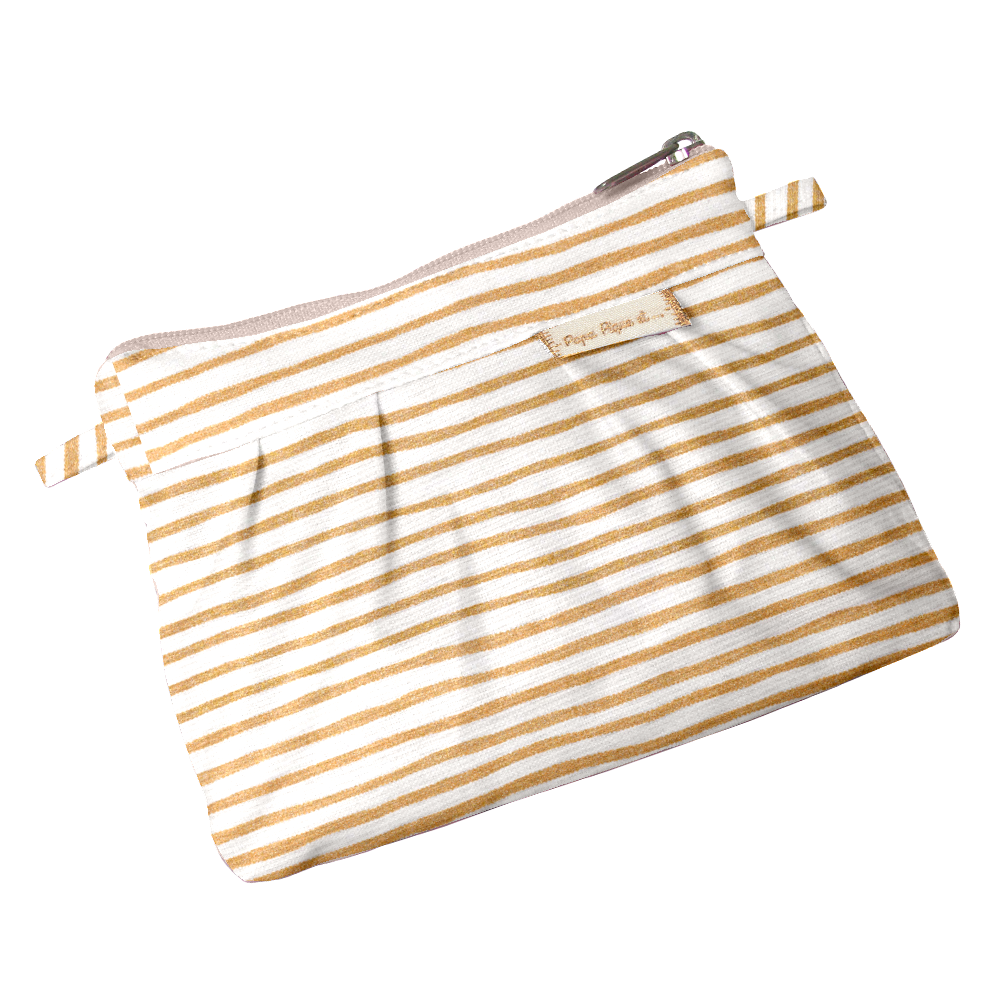 Mini Pochette Plissée Rayé Or Blanc