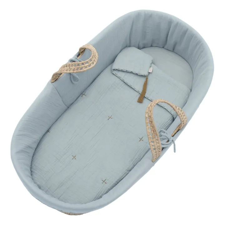 Numero 74 Parure pour couffin en gaze de coton bio | Sweet Blue S046