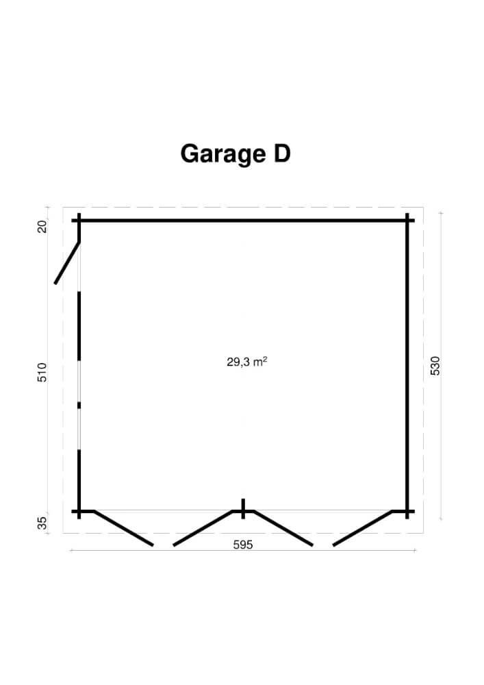 Alpholz Dubbele Garage D, Houten Garage, Carport met 70 mm Wanddikte, Prefab Garage, Natuurlijke Afwerking, 6x5,3m