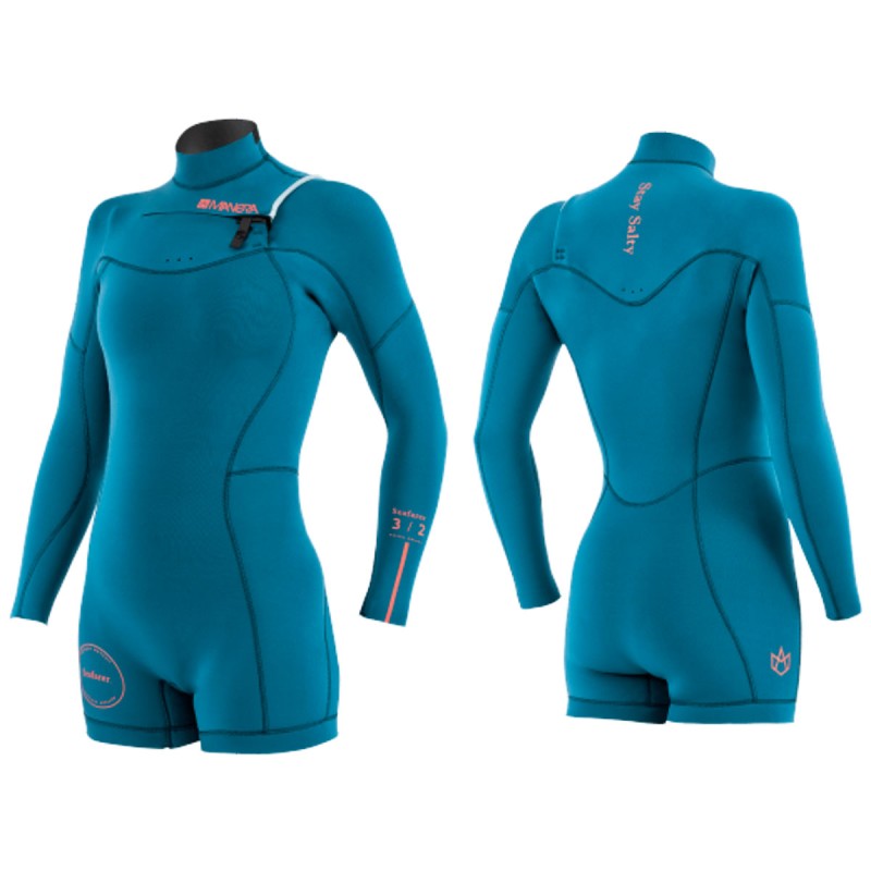 Combinaison Shorty Femme Manera Seafarer Hybrid 3/2mm 2022 Front Zip Steel - The Corner Shop