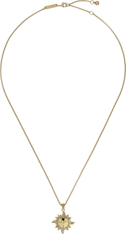 Ted Baker DELEST Sun Moon Crystal Pendant Gold tone