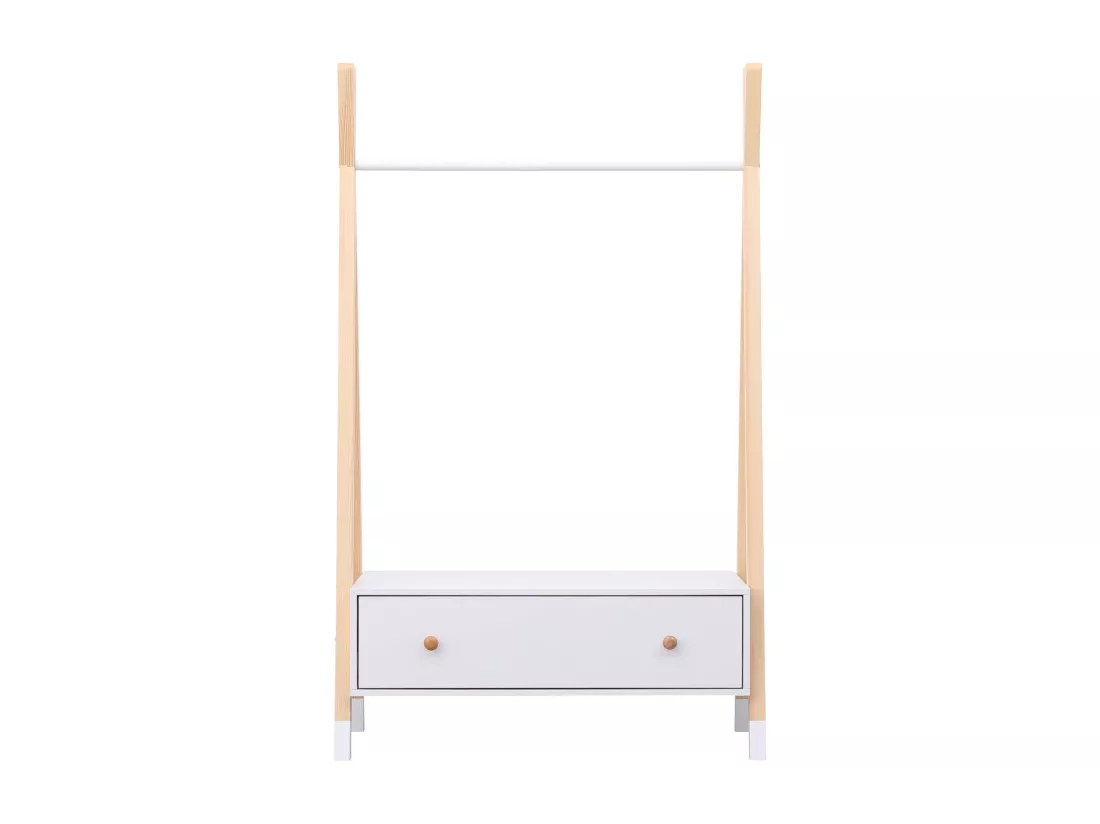 Penderie pour enfant bois et blanche avec tiroir LOU - HAPPY GARDEN