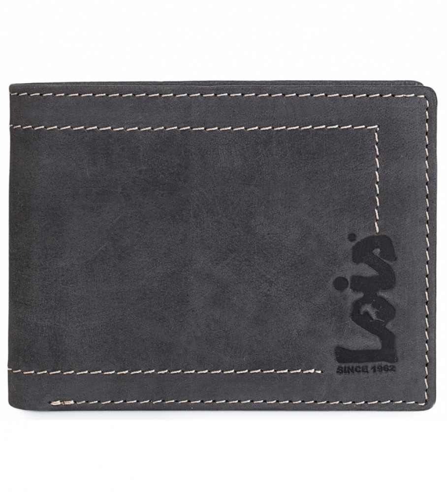 Carteira de couro Lois 201507 preta - 11,5 x 9 cm -
