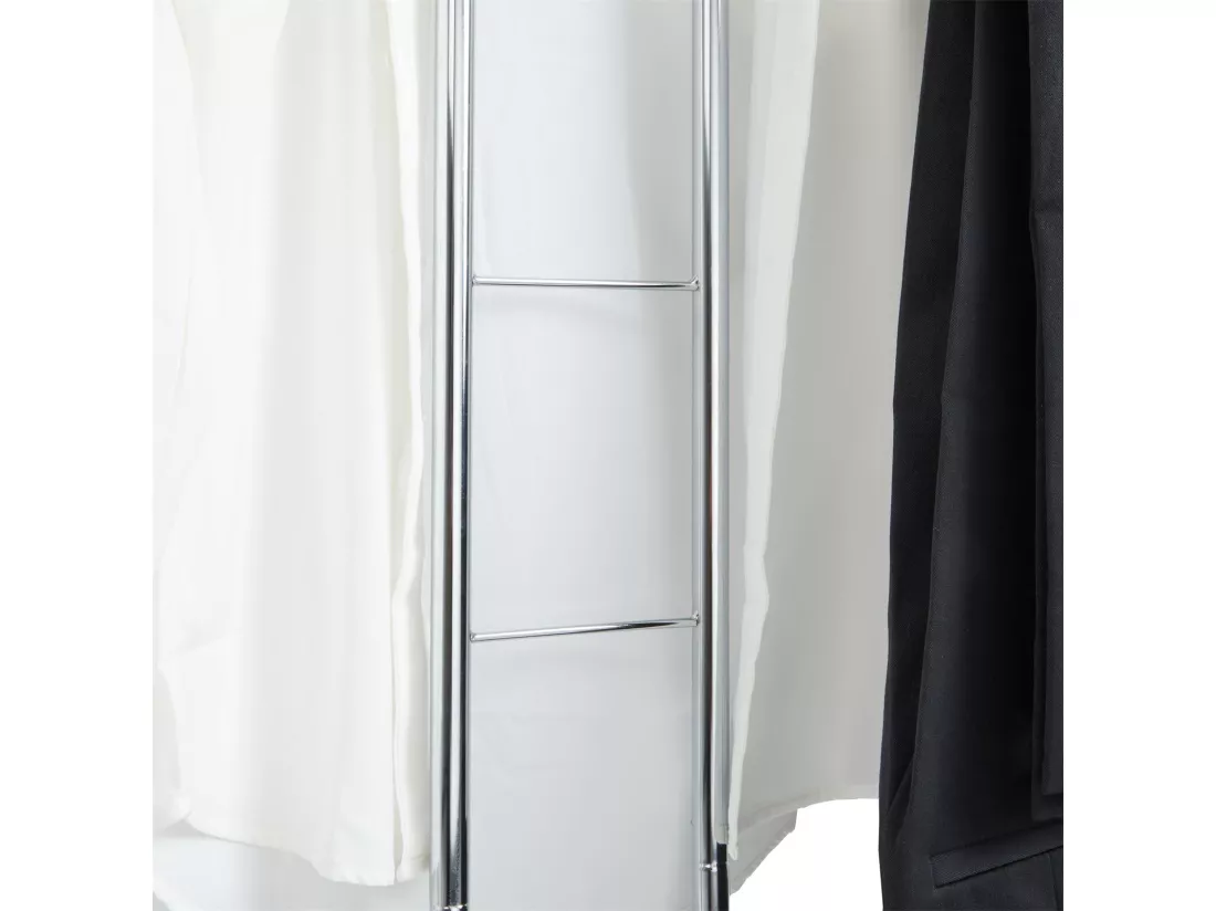 Valet de chambre valet de nuit CAMILO chevalet de nuit avec cintre pour veste et portant pour pantalons, en métal chromé