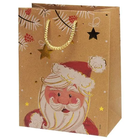 Xmas and more Geschenktasche Santa aus Kraftpapier, 10 x 18 x 23 cm