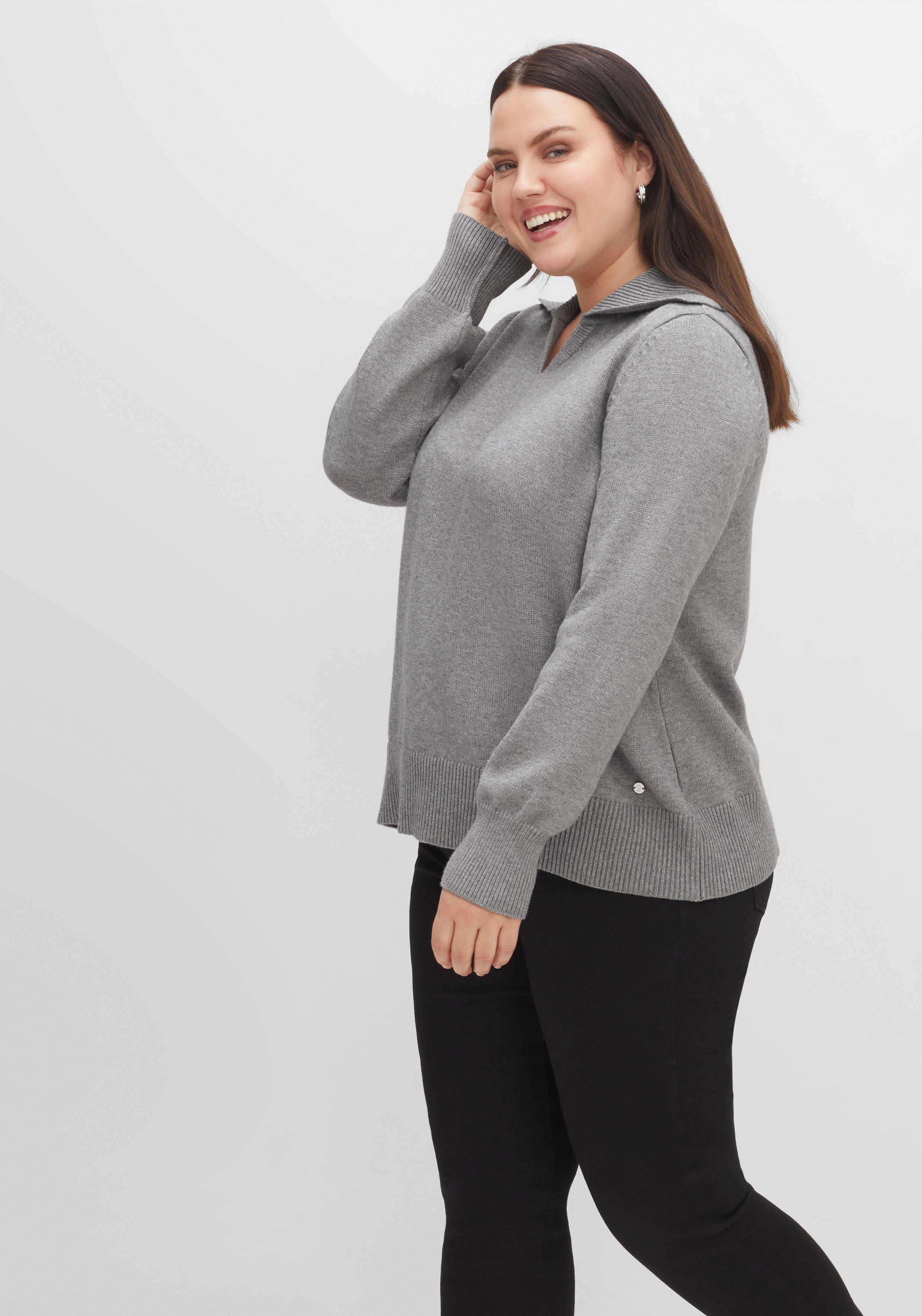 Pullover in A-Linie, mit großem Rippstrick-Kragen