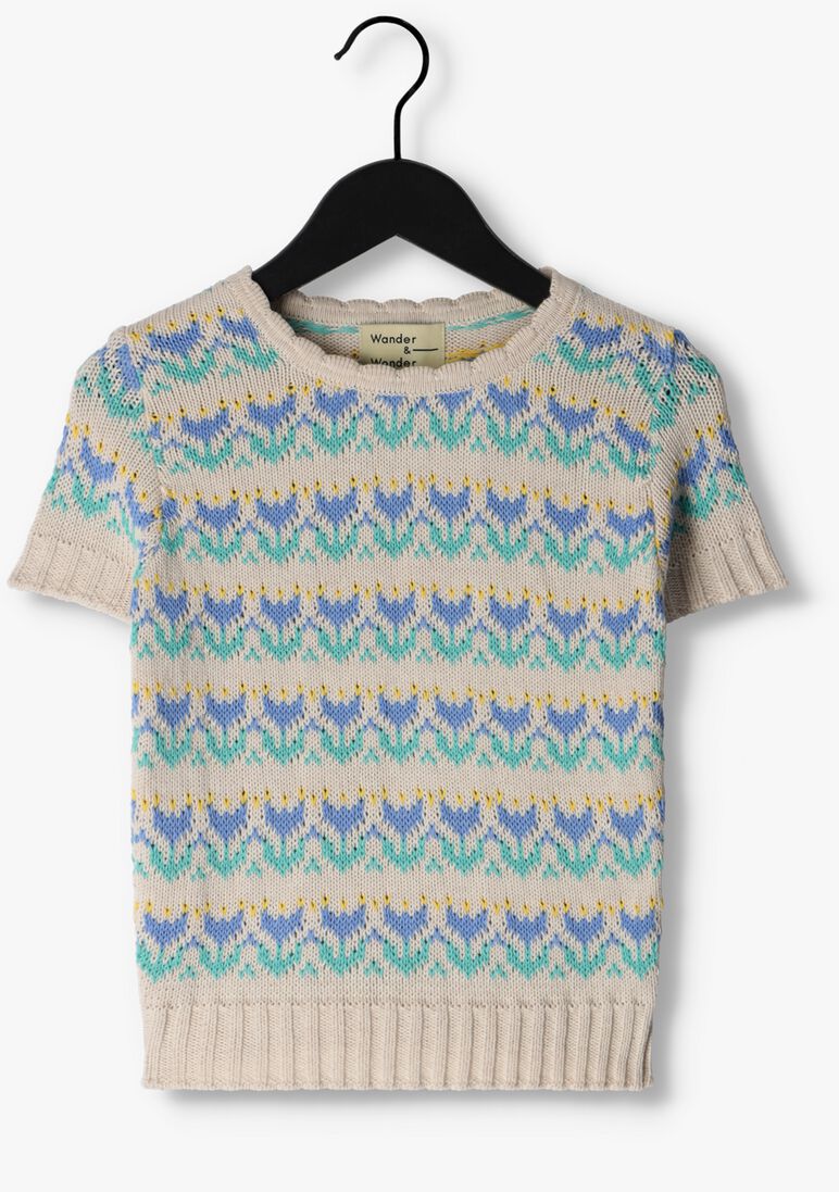 WANDER & WONDER creme wander & wonder t-shirt floral knit twin set