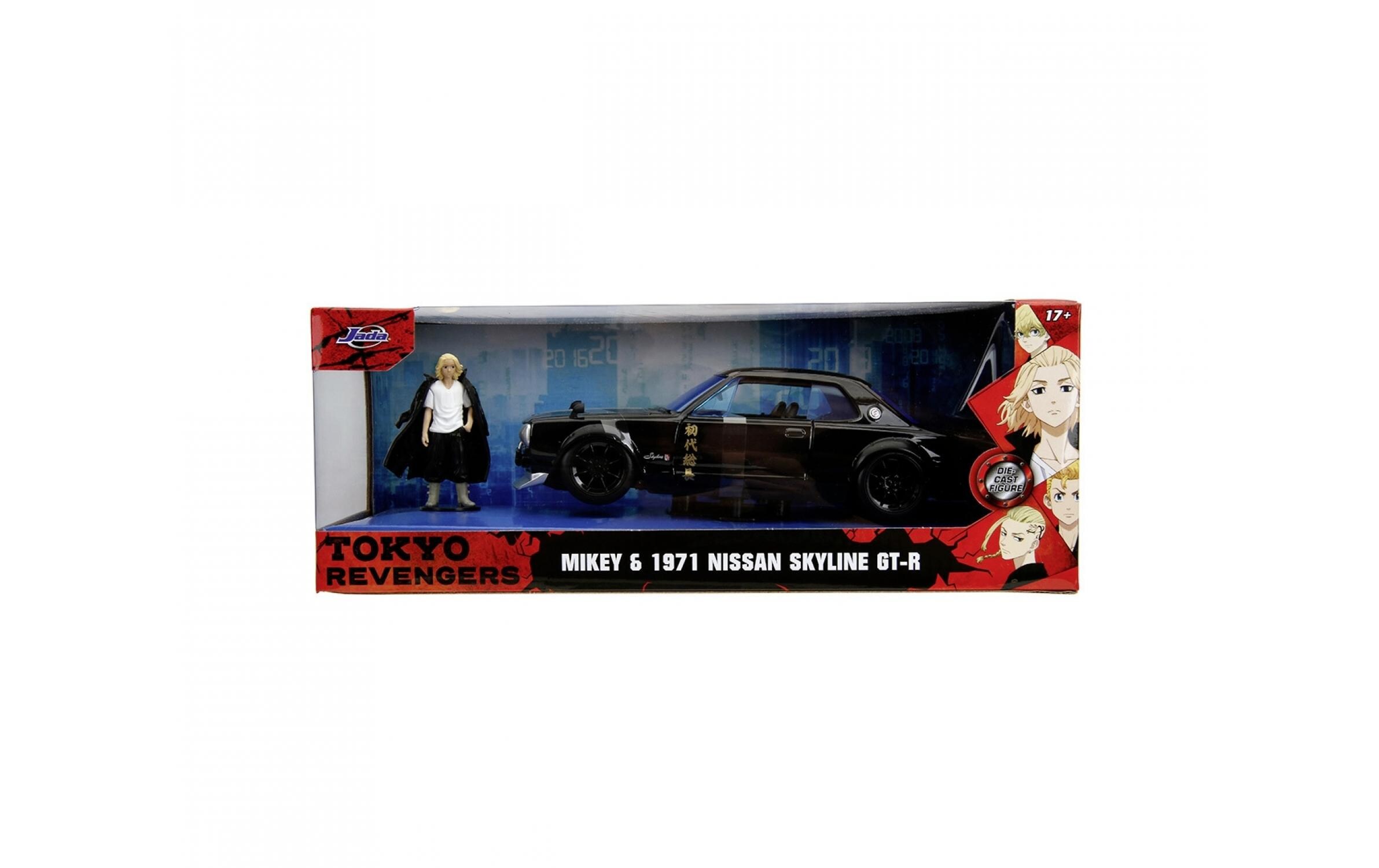 Nissan Skyline GT-R Tokyo Revengers 1:241971 Nissan Skyline GT-R Modellauto mit Mikey Figur