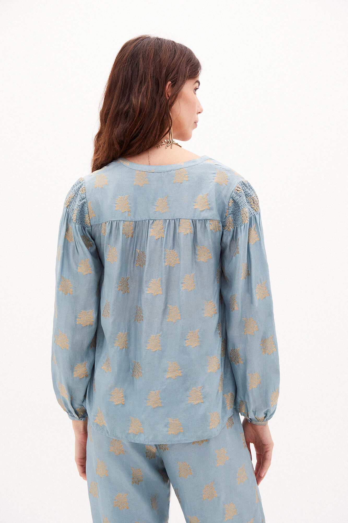 Blusa fluida e elegante com lurex - Verde