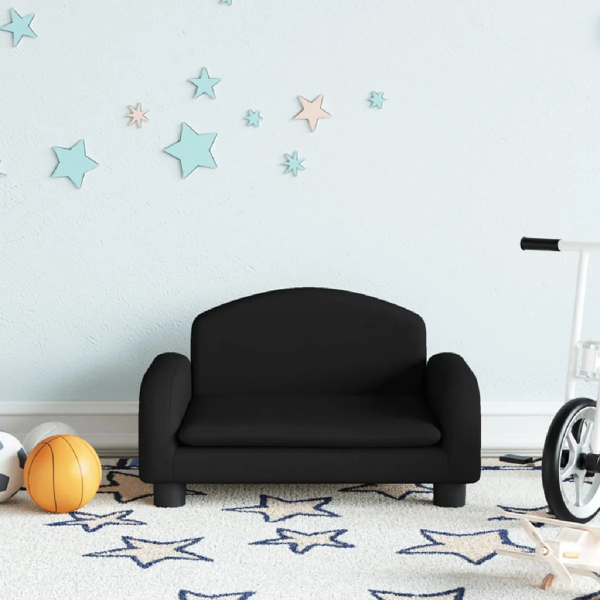 vidaXL Canapé pour enfants noir 50x40x30 cm tissu