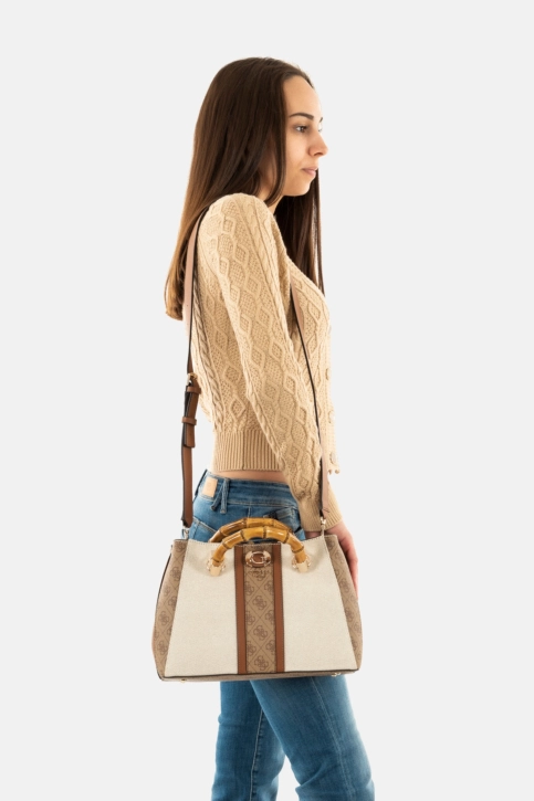 Sacs à main guess jeans kerima bamboo girlfriend stchl nll natural/latte logo