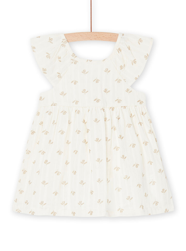 Robe sans manches écrue à imprimé fleuri