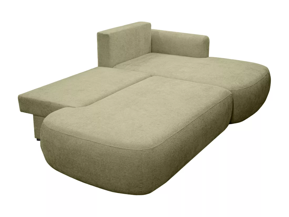 Canapé d'angle droit convertible en tissu texturé vert kaki BROCARO de Maison Céphy