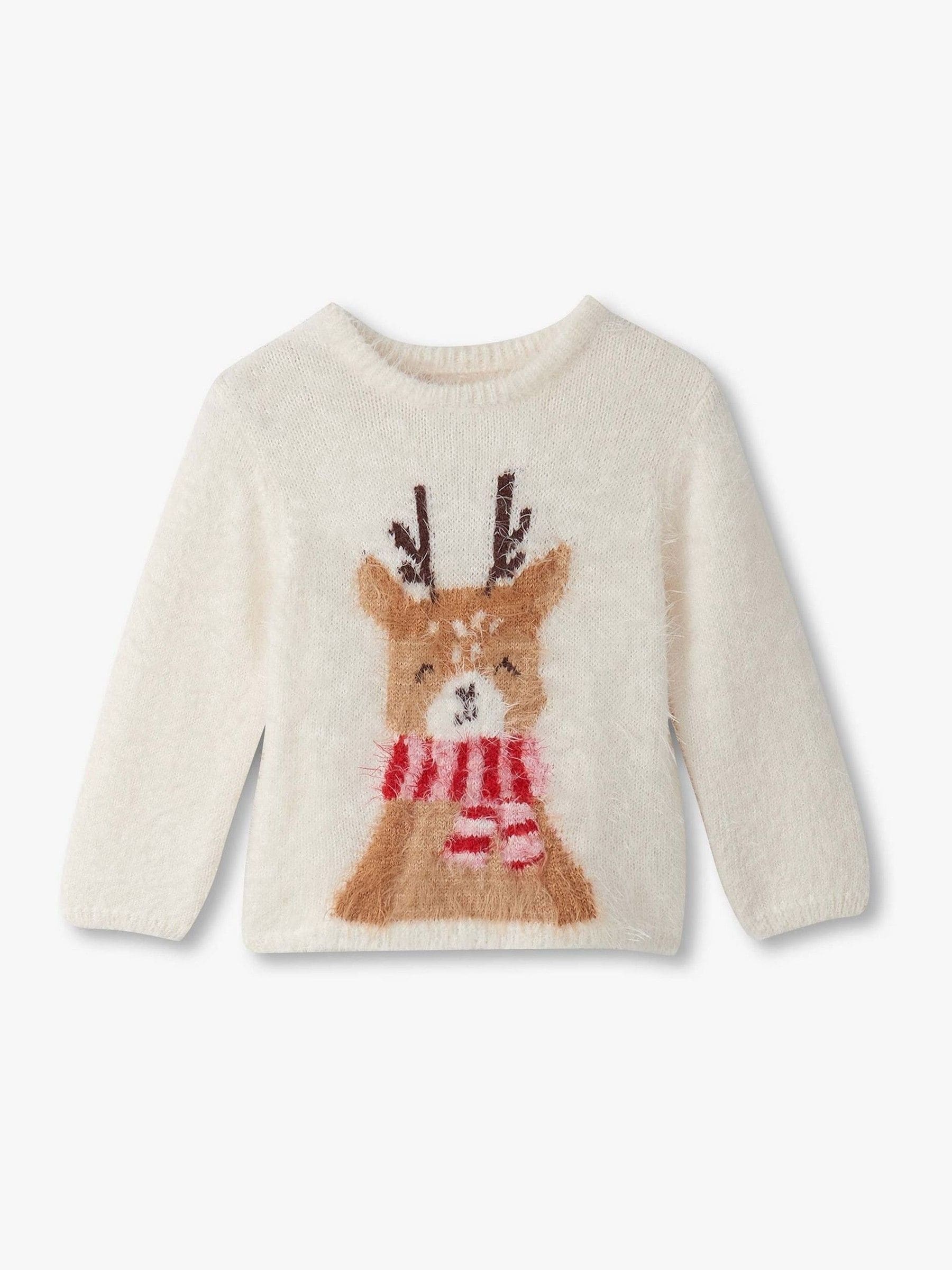 Hatley Natural Christmas Reindeer Furry Jumper