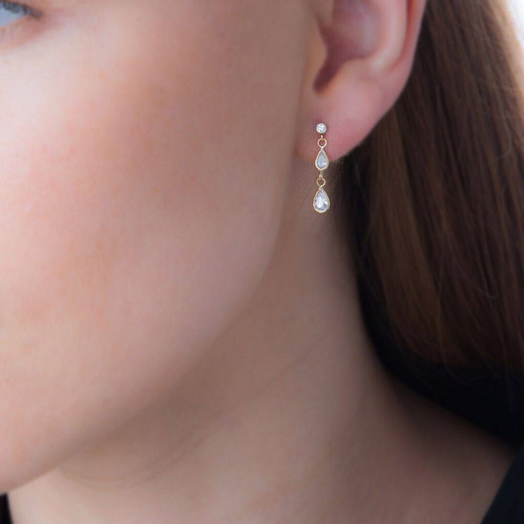 Boucles D'oreilles Pendantes Ailyne Or Jaune Oxyde De Zirconium