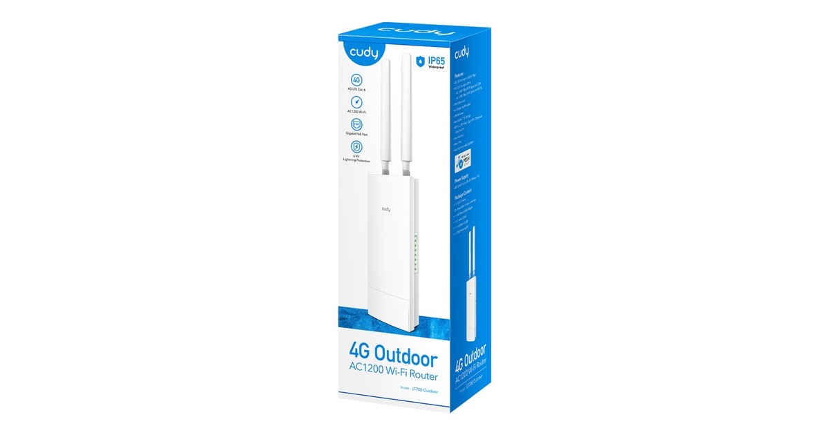 CudyOutdoor 4G LTE Cat 6 AC1200 Wi-Fi Gigabit Router  (Wit, PoE, Cudy Mesh, Cudy App)
