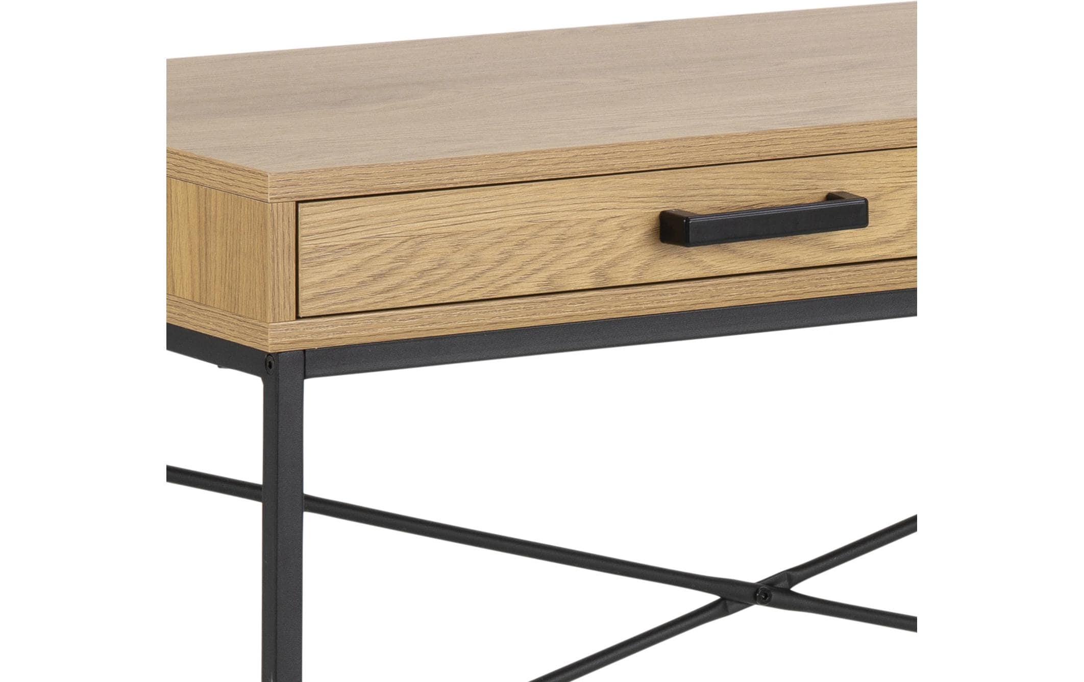 Tisch Seaford, Schwarz matt / Wildeiche matt<br>Bürotisch im modernen Industriestil