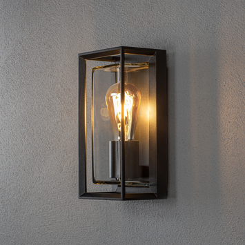 Konstsmide buitenlamp Brindisi zwart met bewegingssensor
