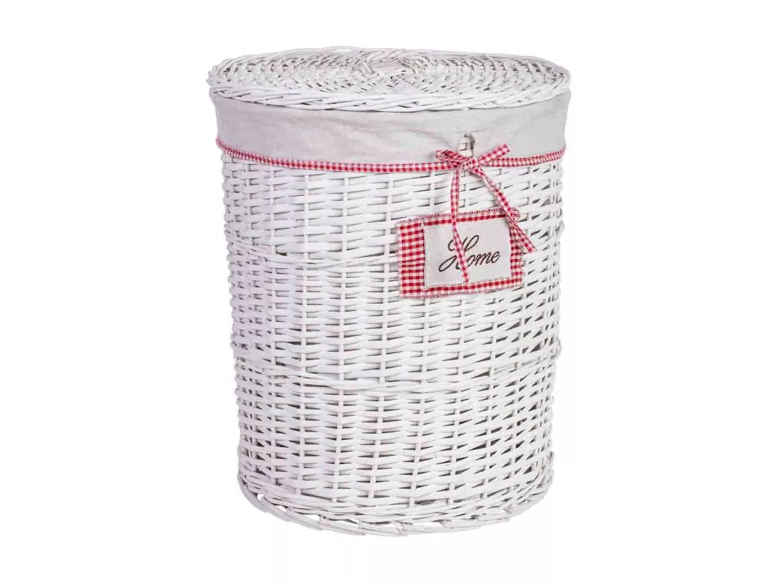 Panier à linge en osier gris 43x43x52h cm